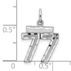 Sterling Silver Rhodium-plated Diamond-cut #77 Charm