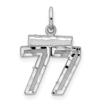 Sterling Silver Rhodium-plated Diamond-cut #77 Charm