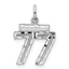 Sterling Silver Rhodium-plated Diamond-cut #77 Charm