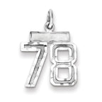 Sterling Silver Rhodium-plated Diamond-cut #78 Charm