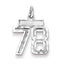 Sterling Silver Rhodium-plated Diamond-cut #78 Charm