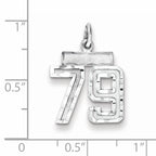 Sterling Silver Rhodium-plated Diamond-cut #79 Charm