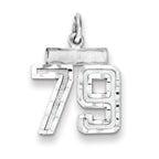 Sterling Silver Rhodium-plated Diamond-cut #79 Charm