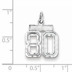 Sterling Silver Rhodium-plated Diamond-cut #80 Charm