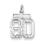 Sterling Silver Rhodium-plated Diamond-cut #80 Charm