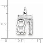 Sterling Silver Rhodium-plated Diamond-cut #81 Charm
