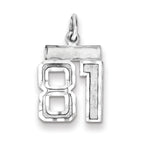 Sterling Silver Rhodium-plated Diamond-cut #81 Charm