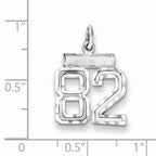 Sterling Silver Rhodium-plated Diamond-cut #82 Charm