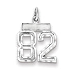 Sterling Silver Rhodium-plated Diamond-cut #82 Charm