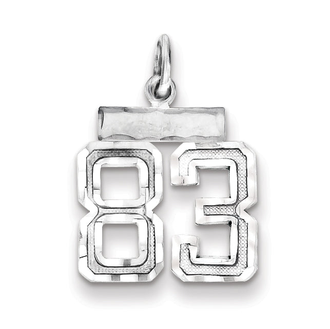 Sterling Silver Rhodium-plated Diamond-cut #83 Charm