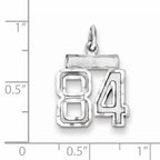 Sterling Silver Rhodium-plated Diamond-cut #84 Charm