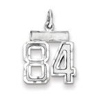 Sterling Silver Rhodium-plated Diamond-cut #84 Charm
