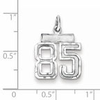 Sterling Silver Rhodium-plated Diamond-cut #85 Charm