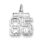 Sterling Silver Rhodium-plated Diamond-cut #85 Charm