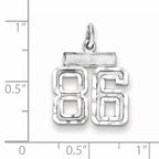 Sterling Silver Rhodium-plated Diamond-cut #86 Charm