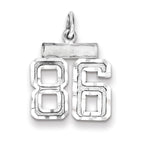 Sterling Silver Rhodium-plated Diamond-cut #86 Charm