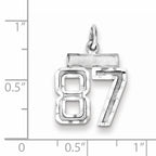 Sterling Silver Rhodium-plated Diamond-cut #87 Charm