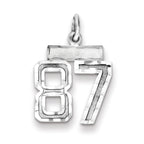Sterling Silver Rhodium-plated Diamond-cut #87 Charm