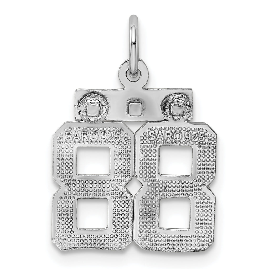 Sterling Silver Rhodium-plated Diamond-cut #88 Charm