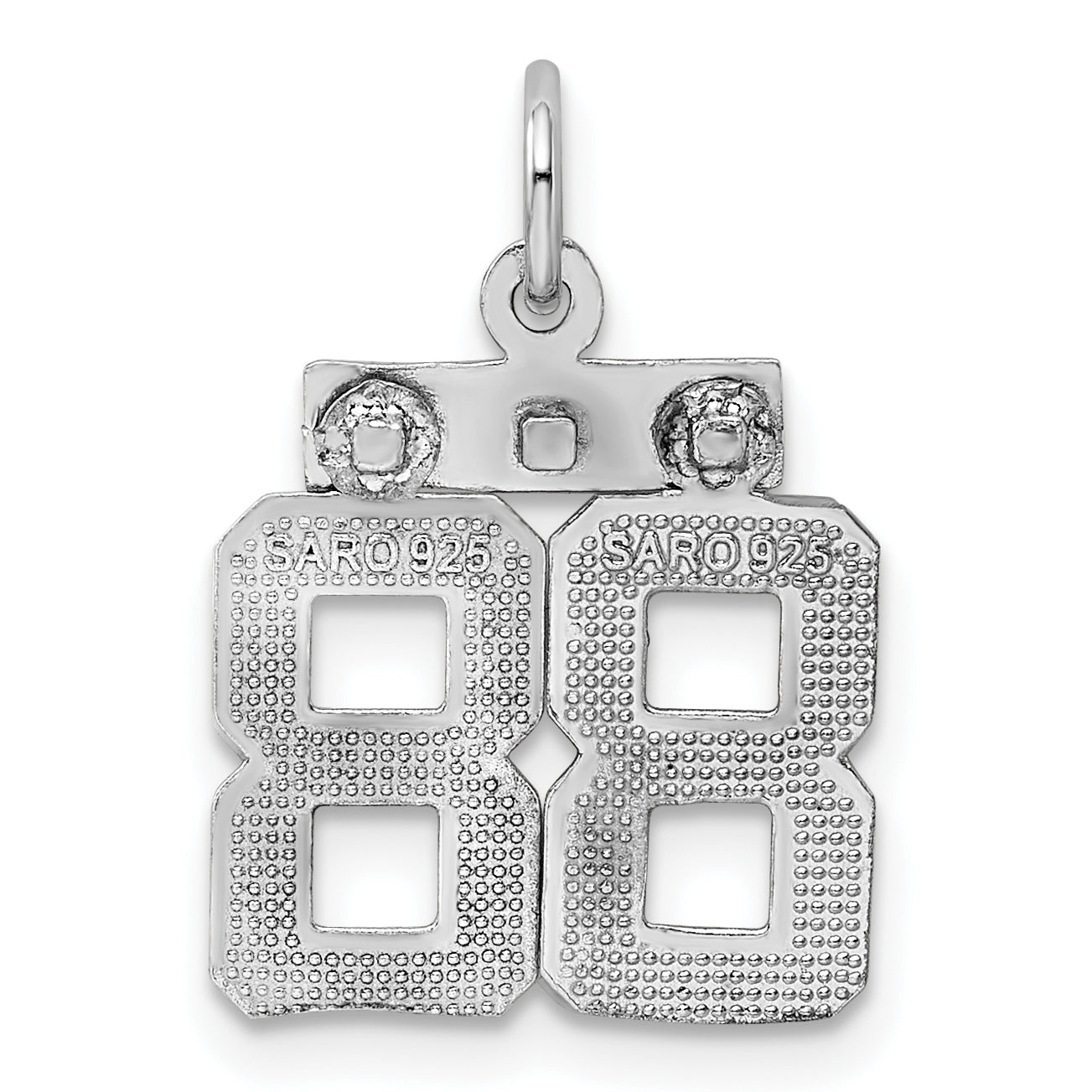 Sterling Silver Rhodium-plated Diamond-cut #88 Charm