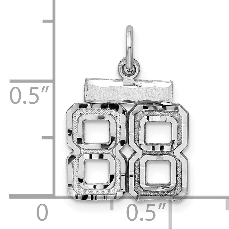 Sterling Silver Rhodium-plated Diamond-cut #88 Charm