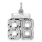 Sterling Silver Rhodium-plated Diamond-cut #88 Charm