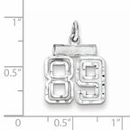Sterling Silver Rhodium-plated Diamond-cut #89 Charm