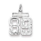 Sterling Silver Rhodium-plated Diamond-cut #89 Charm