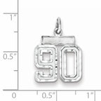 Sterling Silver Rhodium-plated Diamond-cut #90 Charm
