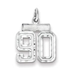 Sterling Silver Rhodium-plated Diamond-cut #90 Charm