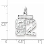 Sterling Silver Rhodium-plated Diamond-cut #92 Charm