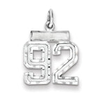 Sterling Silver Rhodium-plated Diamond-cut #92 Charm