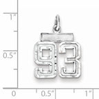 Sterling Silver Rhodium-plated Diamond-cut #93 Charm
