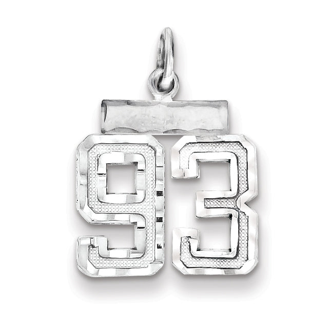 Sterling Silver Rhodium-plated Diamond-cut #93 Charm