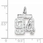 Sterling Silver Rhodium-plated Diamond-cut #94 Charm