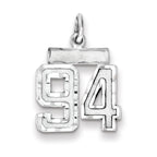 Sterling Silver Rhodium-plated Diamond-cut #94 Charm