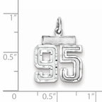 Sterling Silver Rhodium-plated Diamond-cut #95 Charm