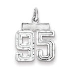 Sterling Silver Rhodium-plated Diamond-cut #95 Charm