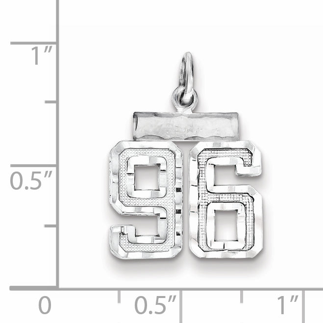 Sterling Silver Rhodium-plated Small #96 Charm