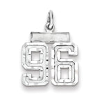 Sterling Silver Rhodium-plated Diamond-cut #96 Charm