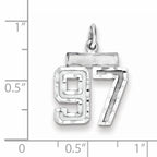 Sterling Silver Rhodium-plated Diamond-cut #97 Charm