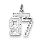Sterling Silver Rhodium-plated Diamond-cut #97 Charm