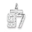 Sterling Silver Rhodium-plated Diamond-cut #97 Charm