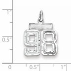 Sterling Silver Rhodium-plated Diamond-cut #98 Charm