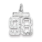 Sterling Silver Rhodium-plated Diamond-cut #98 Charm