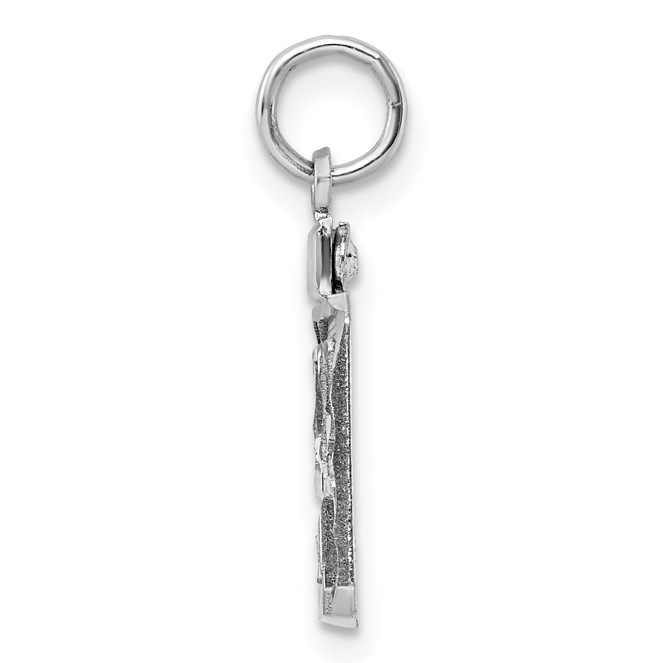 Sterling Silver Rhodium-plated Diamond-cut #99 Charm Secondary image