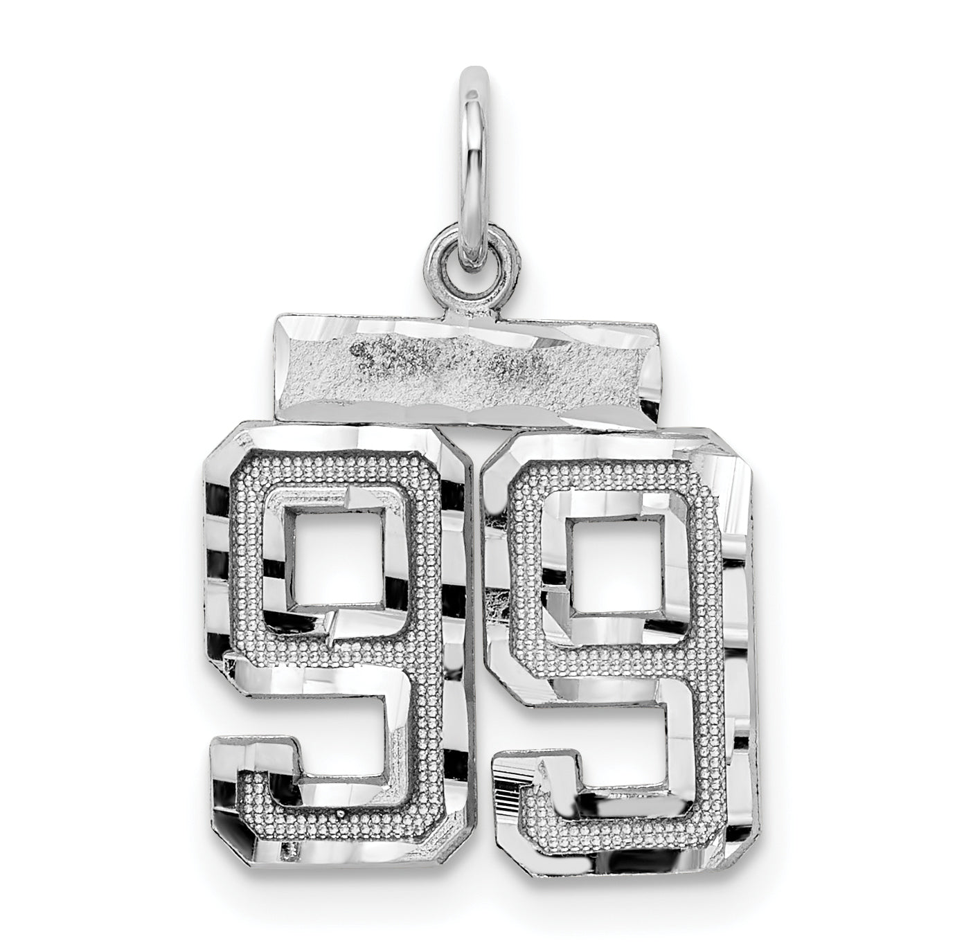 Sterling Silver Rhodium-plated Diamond-cut #99 Charm Main image