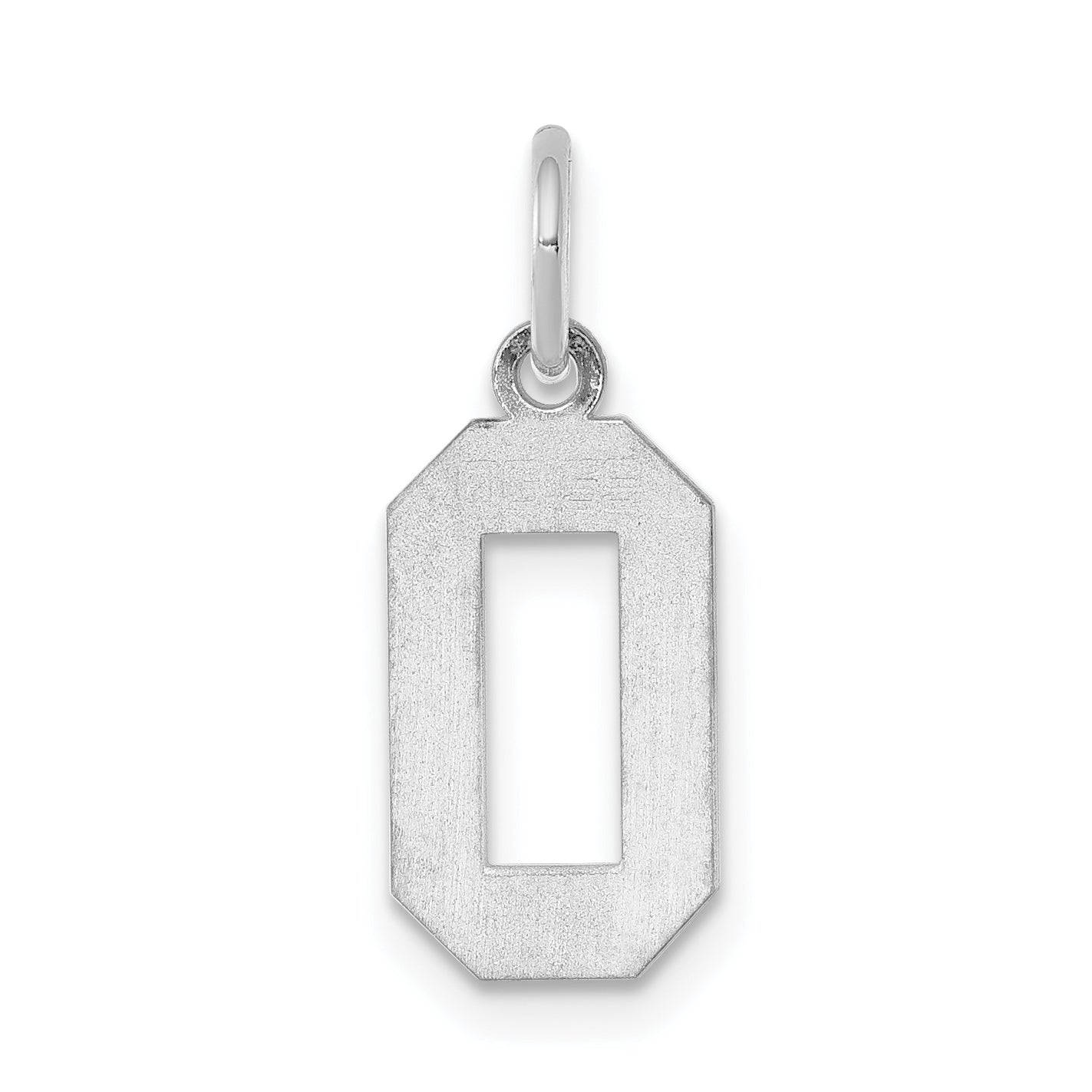Sterling Silver/Rhodium-plated Polished Number 0 Charm