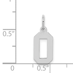 Sterling Silver/Rhodium-plated Polished Number 0 Charm