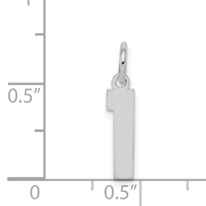 Sterling Silver/Rhodium-plated Polished Number 1 Charm